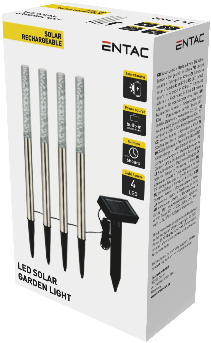 Entac Ηλιακό Κήπου 47cm Stainless Steel 4 LED Entac Ηλιακό Κήπου 47cm Stainless Steel 4 LED - Image 2