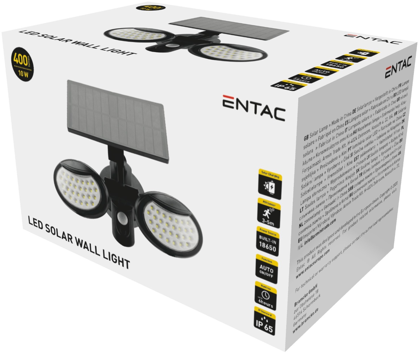 Entac Ηλιακό Φως Τοίχου 10W SMD 2 Κεφαλές με Ανιχνευτή Κίνησης Entac Ηλιακό Φως Τοίχου 10W SMD 2 Κεφαλές με Ανιχνευτή Κίνησης - Image 3
