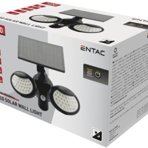 Entac Ηλιακό Φως Τοίχου 10W SMD 2 Κεφαλές με Ανιχνευτή Κίνησης