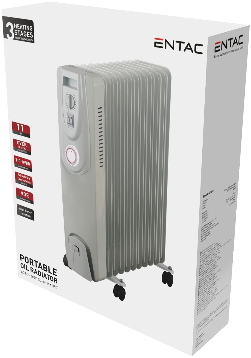 Entac Καλοριφέρ Λαδιού 11 Φέτες 2500W Λευκό με Timer Αντίστροφης Μέτρησης Entac Καλοριφέρ Λαδιού 11 Φέτες 2500W Λευκό με Timer Αντίστροφης Μέτρησης - Image 2