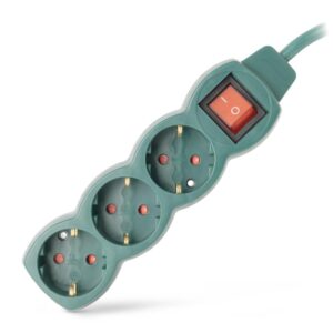 Entac Πολύπριζο 3 Θέσεων με Διακόπτη S1 3G1.5 Πράσινο 3m