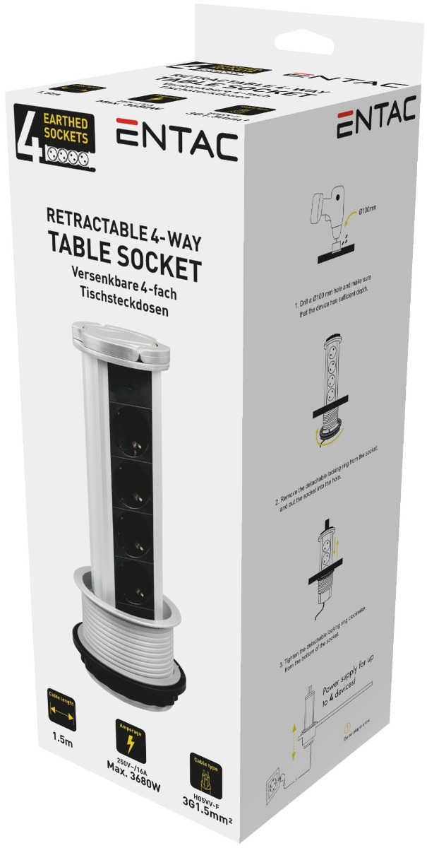 Entac Πολύπριζο 4 Θέσεων Κατακόρυφο 3G1.5 1.5m Entac Πολύπριζο 4 Θέσεων Κατακόρυφο 3G1.5 1.5m - Image 2