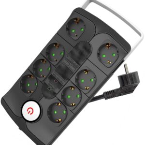 Entac Πολύπριζο Προστασίας 8 Θέσεων με Ξεχωριστούς Διακόπτες και Προστασίας Υπέρτασης 3G1.5 1.5m