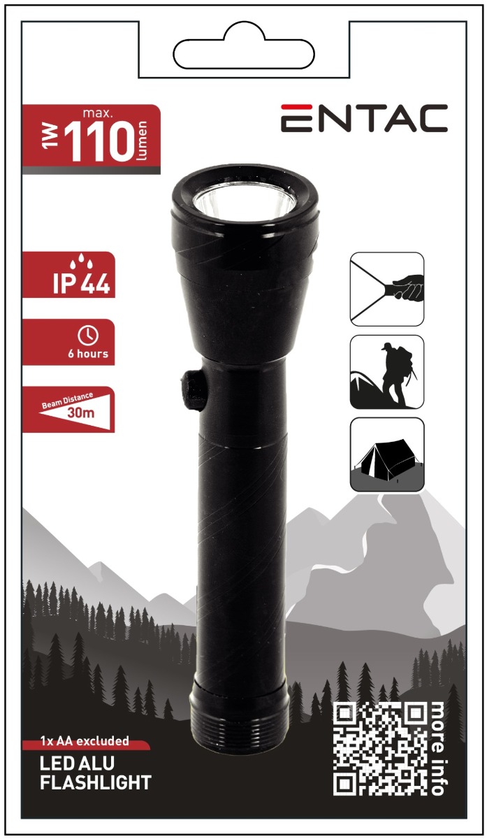 Entac Φακός 1W Αλουμινίου - AA Entac Φακός 1W Αλουμινίου - AA