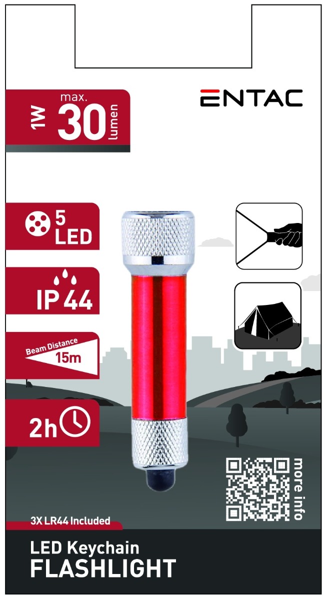 Entac Φακός 5 LED Μπρελόκ Κόκκινο Entac Φακός 5 LED Μπρελόκ Κόκκινο