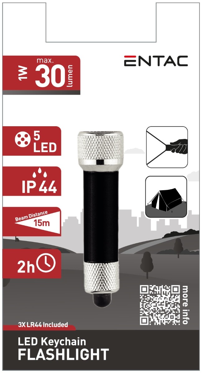 Entac Φακός 5 LED Μπρελόκ Μαύρο Entac Φακός 5 LED Μπρελόκ Μαύρο