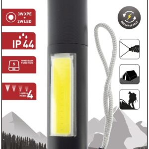 Entac Φακός Επαναφορτιζόμενος 3W 1200mAh (PowerBank)