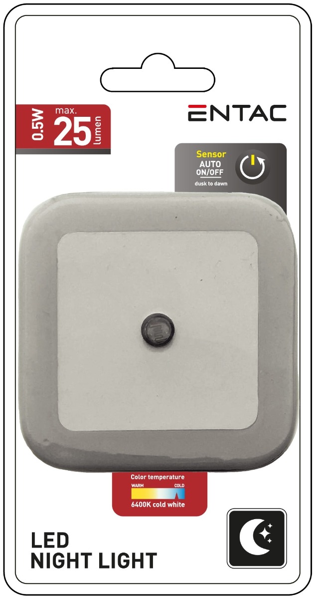 Entac Φωτάκι Νυκτός 0.5W Τετράγωνο Ψυχρό Άσπρο Entac Φωτάκι Νυκτός 0.5W Τετράγωνο Ψυχρό Άσπρο
