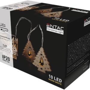 Entac Χριστουγεννιάτικα Εσωτερικά Ξύλινα Δέντρα 10 LED Θερμό 1