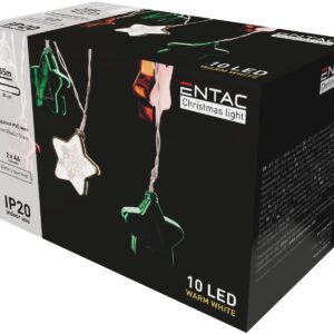 Entac Χριστουγεννιάτικα Εσωτερικά Πολύχρωμα Αστέρια 60mm 10 LED Θερμό 1