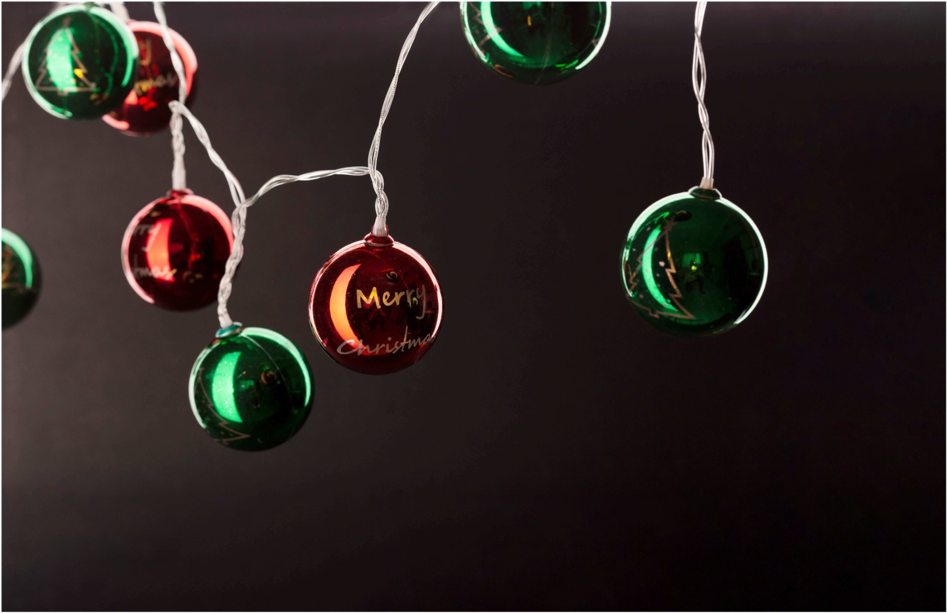 Entac Χριστουγεννιάτικα Εσωτερικά Χρωματιστές Μπάλες 55mm 10 LED Θερμό 1,65μ 65μ