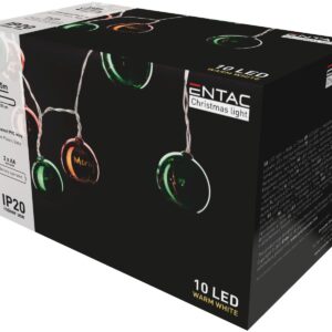 Entac Χριστουγεννιάτικα Εσωτερικά Χρωματιστές Μπάλες 55mm 10 LED Θερμό 1