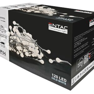 Entac Χριστουγεννιάτικα Λαμπάκια IP44 120 LED 15mm Μπάλες Ψυχρό 9m