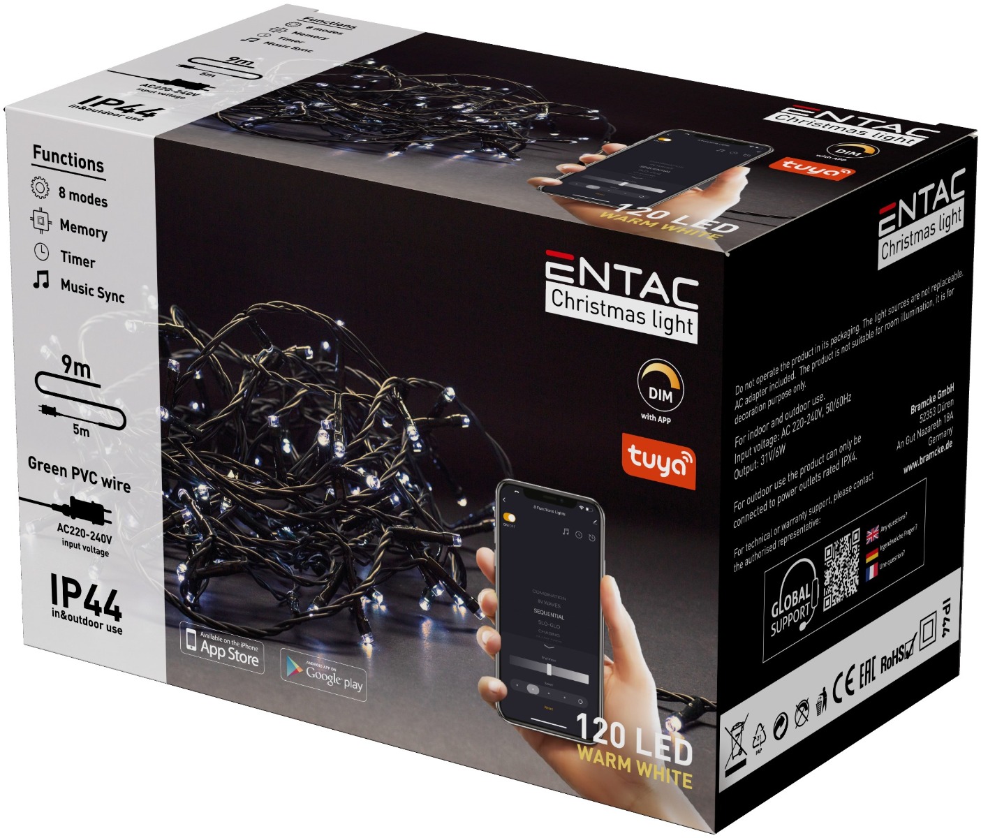 Entac Χριστουγεννιάτικα Λαμπάκια IP44 120 LED Θερμό 9m Tuya Entac Χριστουγεννιάτικα Λαμπάκια IP44 120 LED Θερμό 9m Tuya
