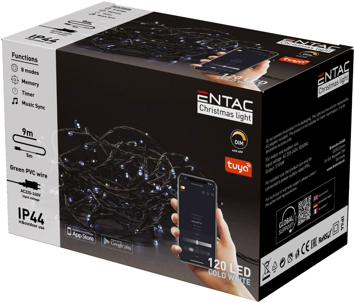 Entac Χριστουγεννιάτικα Λαμπάκια IP44 120 LED Ψυχρό 9m Tuya Entac Χριστουγεννιάτικα Λαμπάκια IP44 120 LED Ψυχρό 9m Tuya