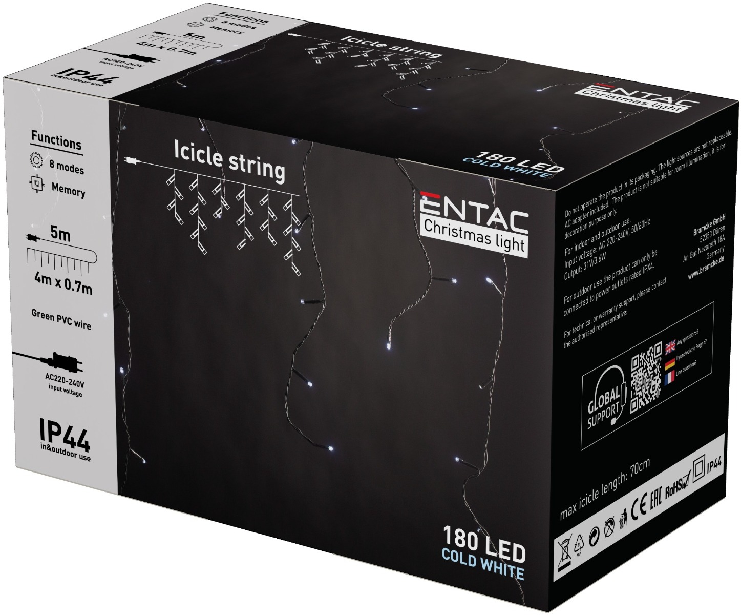 Entac Χριστουγεννιάτικα Λαμπάκια IP44 180 LED Βροχή Ψυχρό 4m Entac Χριστουγεννιάτικα Λαμπάκια IP44 180 LED Βροχή Ψυχρό 4m