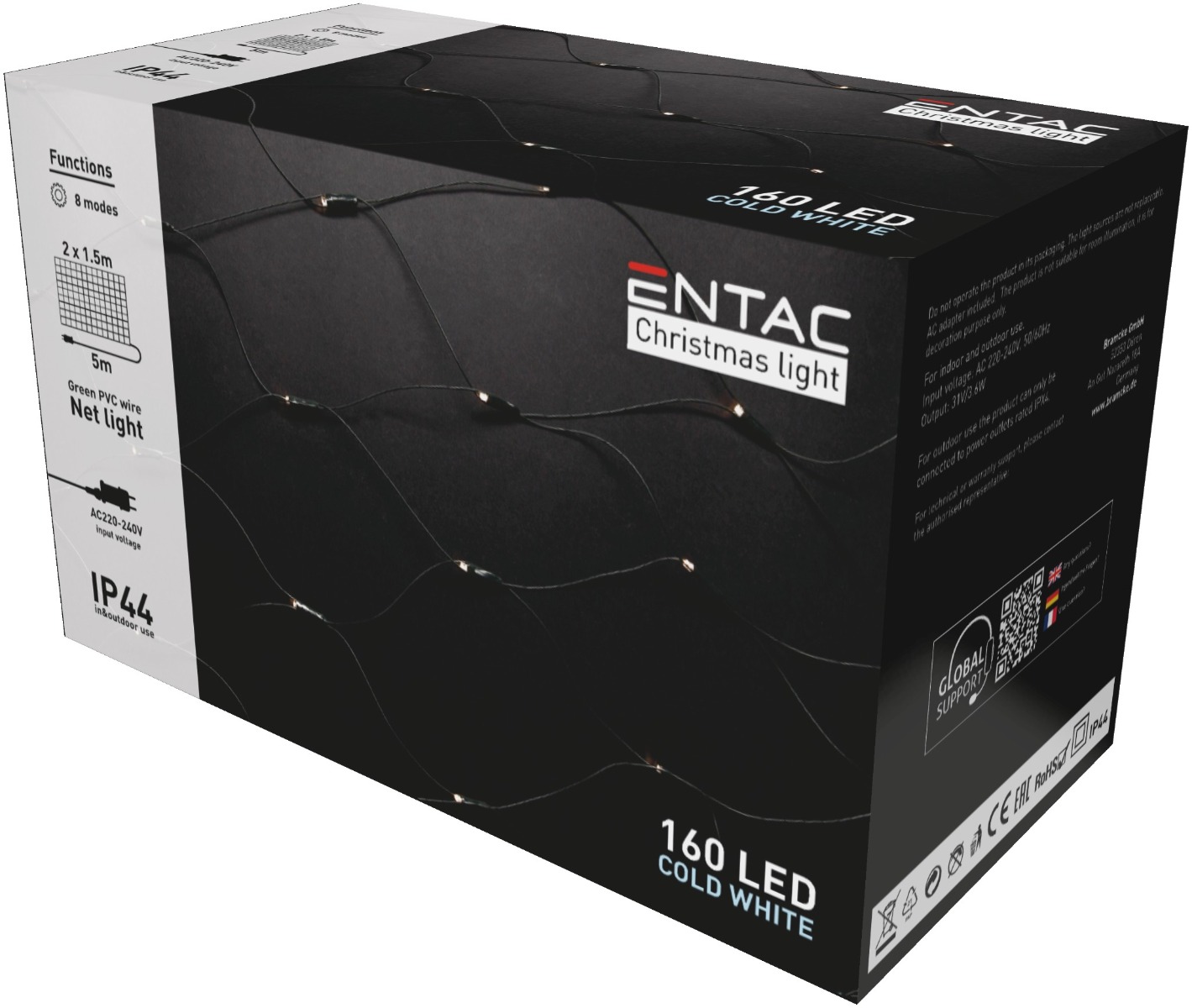 Entac Χριστουγεννιάτικα Λαμπάκια IP44 Net 160 LED 2x1.5m Ψυχρό Λευκό Entac Χριστουγεννιάτικα Λαμπάκια IP44 Net 160 LED 2x1.5m Ψυχρό Λευκό