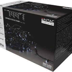 Entac Χριστουγεννιάτικα Λαμπάκια Επέκταση IP44 360 LED Βροχή Ψυχρό 8m (Χωρίς Τροφοδοτικό)