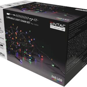 Entac Χριστουγεννιάτικα Λαμπάκια Επέκτεινόμενα IP44 240 LED Πολύχρωμα 24m (Με Τροφοδοτικό)