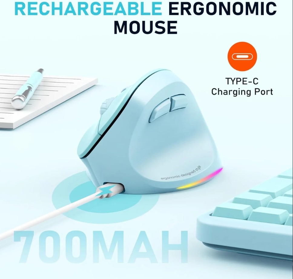 MT-BTM010R Δεξί Εργονομικό Ασύρματο Ποντίκι Μπλε MT-BTM010R Δεξί Εργονομικό Ασύρματο Ποντίκι Μπλε - Image 4