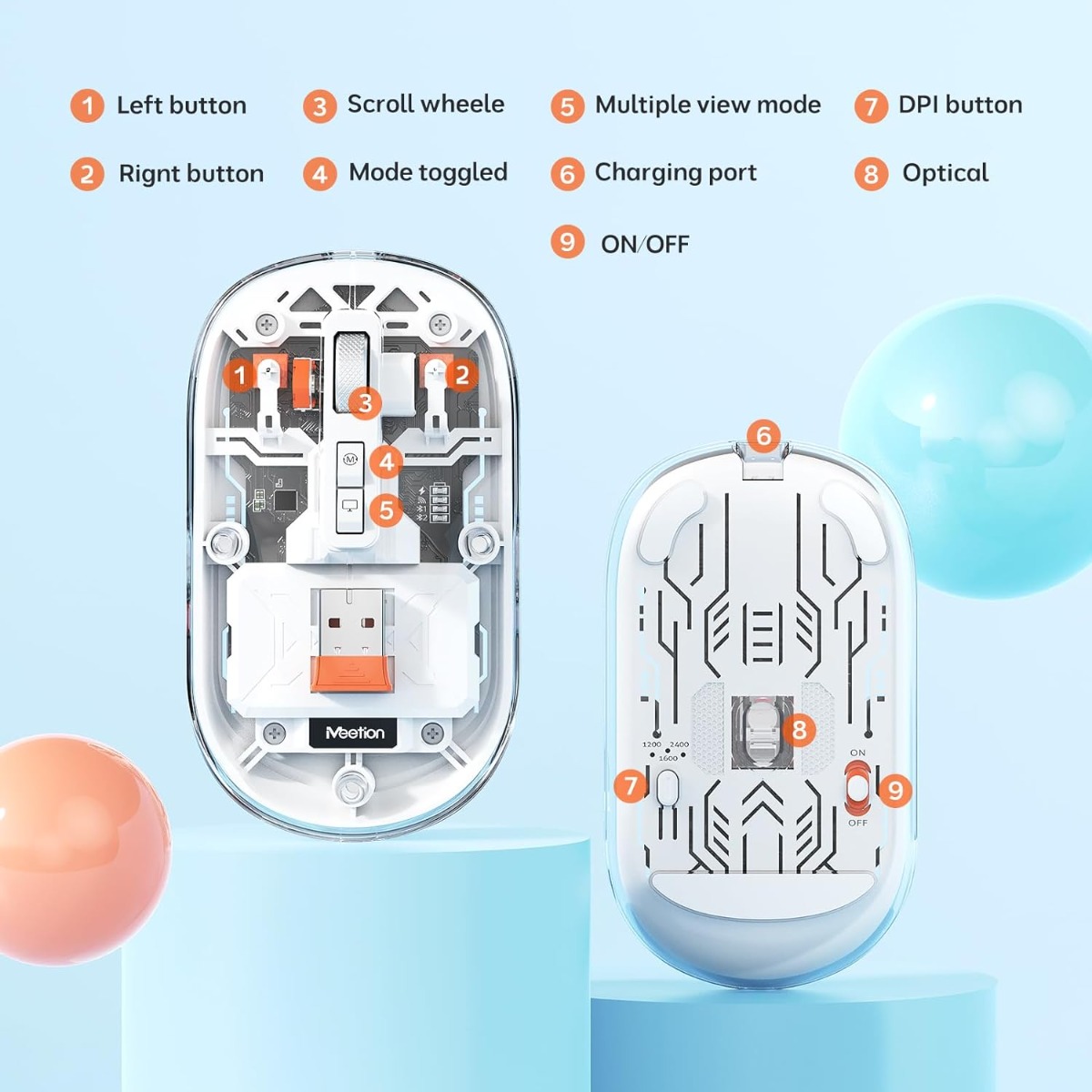 Meetion MT-BTM005 Ασύρματο Ποντίκι Λευκό Meetion MT-BTM005 Ασύρματο Ποντίκι Λευκό - Image 2