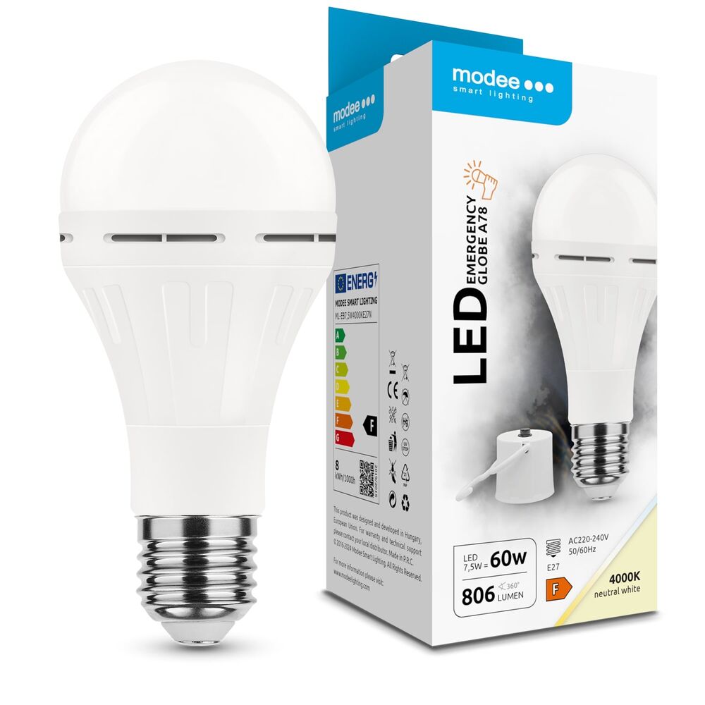 Modee Σφαιρική Λάμπα LED A78 Έκτακτης Ανάγκης 7,5W E27 180° 4000K 806lm Modee Σφαιρική Λάμπα LED A78 Έκτακτης Ανάγκης 7,5W E27 180° 4000K 806lm - Image 5
