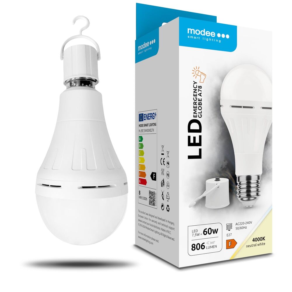 Modee Σφαιρική Λάμπα LED A78 Έκτακτης Ανάγκης 7,5W E27 180° 4000K 806lm Modee Σφαιρική Λάμπα LED A78 Έκτακτης Ανάγκης 7,5W E27 180° 4000K 806lm - Image 6