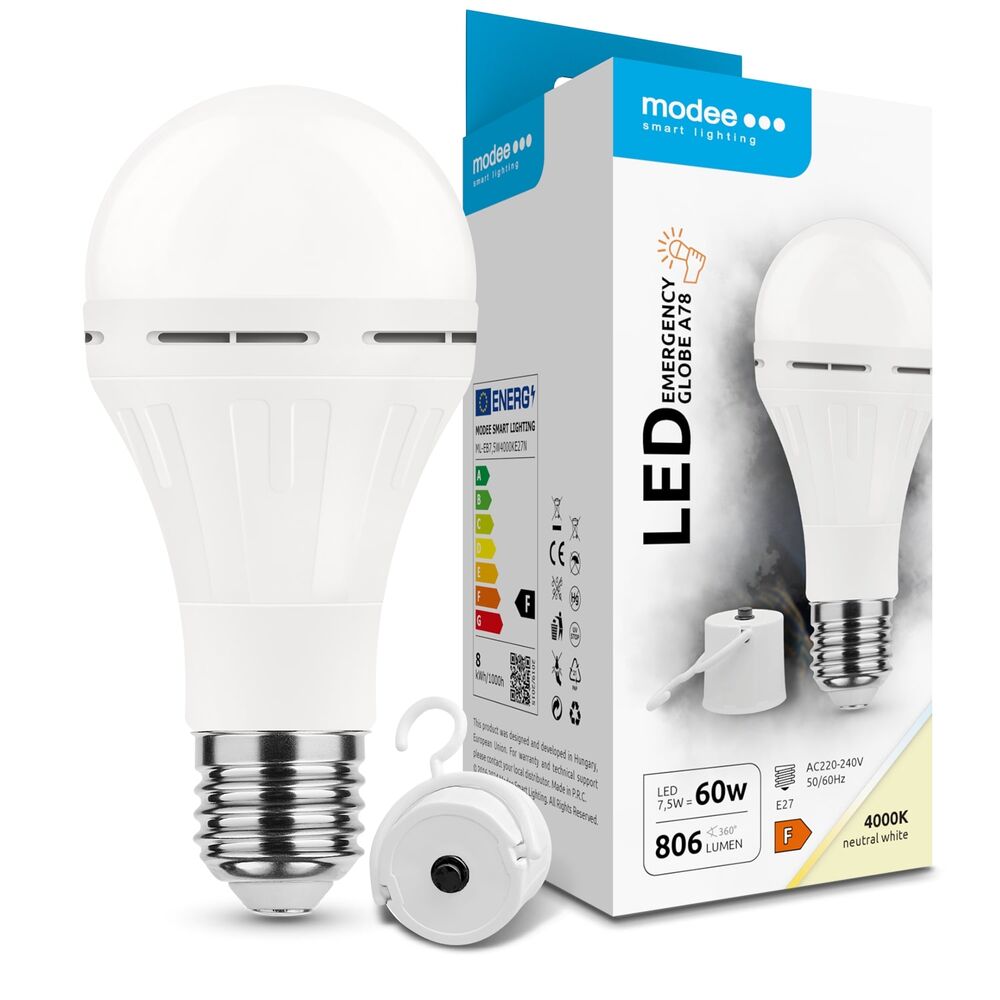 Modee Σφαιρική Λάμπα LED A78 Έκτακτης Ανάγκης 7,5W E27 180° 4000K 806lm Modee Σφαιρική Λάμπα LED A78 Έκτακτης Ανάγκης 7