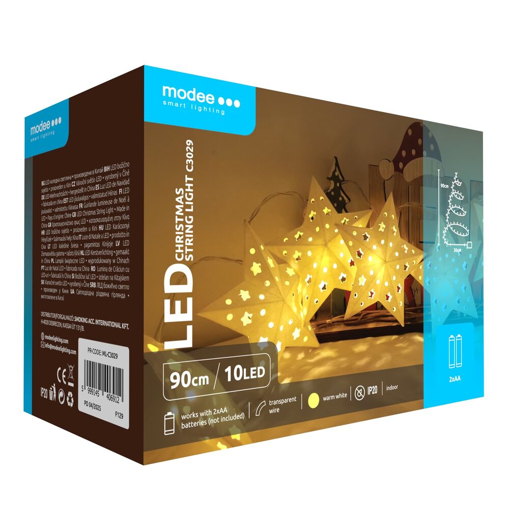 Modee Χριστουγεννιάτικα Διακοσμητικά Φωτάκια LED Μπαταρίας (10LED/120cm/10cm) Θερμό Λευκό Modee Χριστουγεννιάτικα Διακοσμητικά Φωτάκια LED Μπαταρίας (10LED/120cm/10cm) Θερμό Λευκό - Image 2