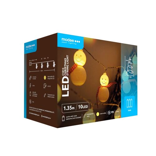 Modee Χριστουγεννιάτικα Φωτάκια LED Μπαταρίας (10LED/1,35m/15cm) Θερμό Λευκό Modee Χριστουγεννιάτικα Φωτάκια LED Μπαταρίας (10LED/1