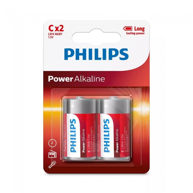 Philips Power Alkaline Μπαταρία LR14P2B/10 C (2τμχ) Philips Power Alkaline Μπαταρία LR14P2B/10 C (2τμχ)