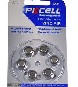 Pkcell 1.4V Zinc Air Μπαταρία Ακουστικών Βαρηκοΐας A13 6τμχ