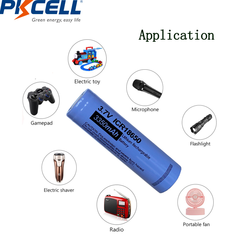 Pkcell Μπαταρία Flat Top (Επίπεδης Κορυφής) ICR18650 3.7V 3350mAh PCB Pkcell Μπαταρία Flat Top (Επίπεδης Κορυφής) ICR18650 3.7V 3350mAh PCB - Image 2