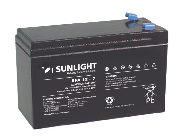 Sunlight Μολύβδου 12V 7A(4.8mm)(F1) Sunlight Μολύβδου 12V 7A(4.8mm)(F1)