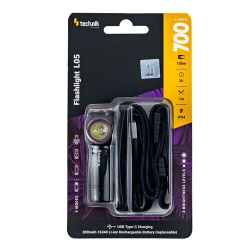 Technik Φακός L05 SST20 με Καλώδιο USB-C & Μπαταρία 1x16340 800mAh 700lm Technik Φακός L05 SST20 με Καλώδιο USB-C & Μπαταρία 1x16340 800mAh 700lm - Image 2
