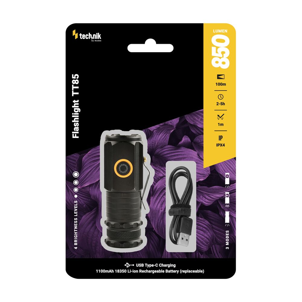 Technik Φακός Επαναφορτιζόμενος TT85 3xP35 LED 850lm (1x18350 1100mAh) Technik Φακός Επαναφορτιζόμενος TT85 3xP35 LED 850lm (1x18350 1100mAh)