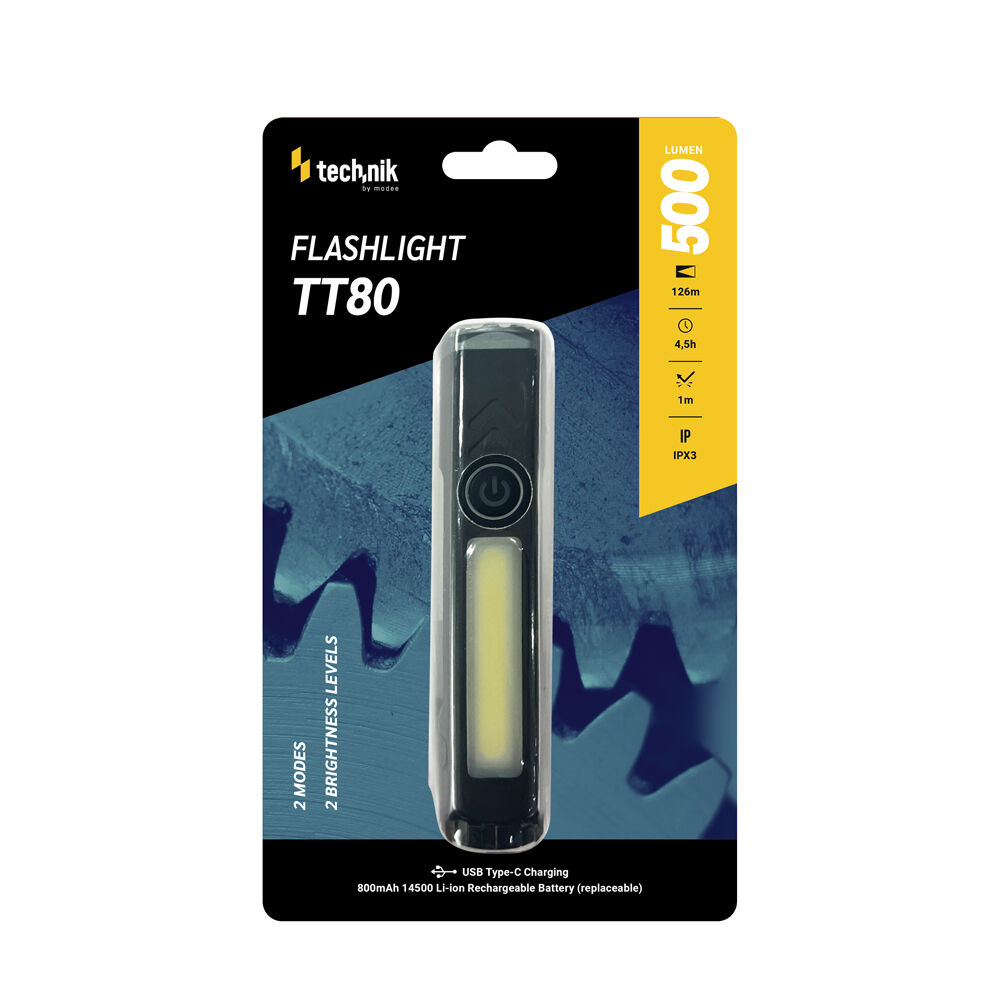 Technik Φακός Χειρός TT80 COB LED 500+300lm Επαναφορτιζόμενος 800mAh Technik Φακός Χειρός TT80 COB LED 500+300lm Επαναφορτιζόμενος 800mAh
