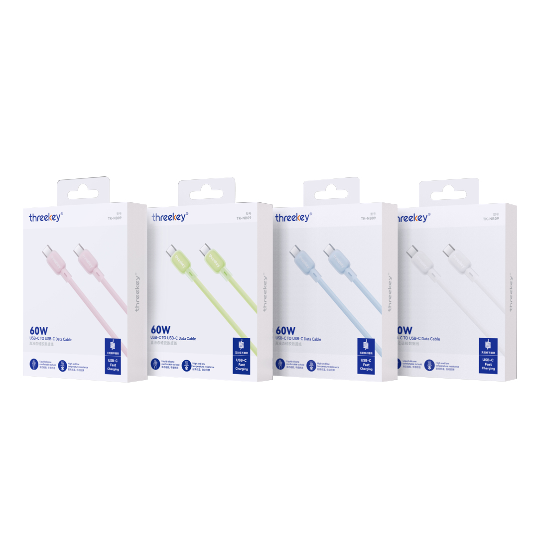 ThreeKey TK-NB09 Καλώδια Σιλικόνης Type-C σε Type-C 60W Ροζ ThreeKey TK-NB09 Καλώδια Σιλικόνης Type-C σε Type-C 60W Ροζ - Image 2