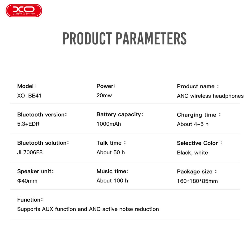 XO BE41 Star Mist ANC Noise Reduction Black XO BE41 Star Mist ANC Noise Reduction Black - Image 2