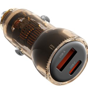 XO CC60 Smart Διαφανής Φορτιστής Αυτοκινήτου A30W+C30W/Ταυτόχρονη 60W Καφέ