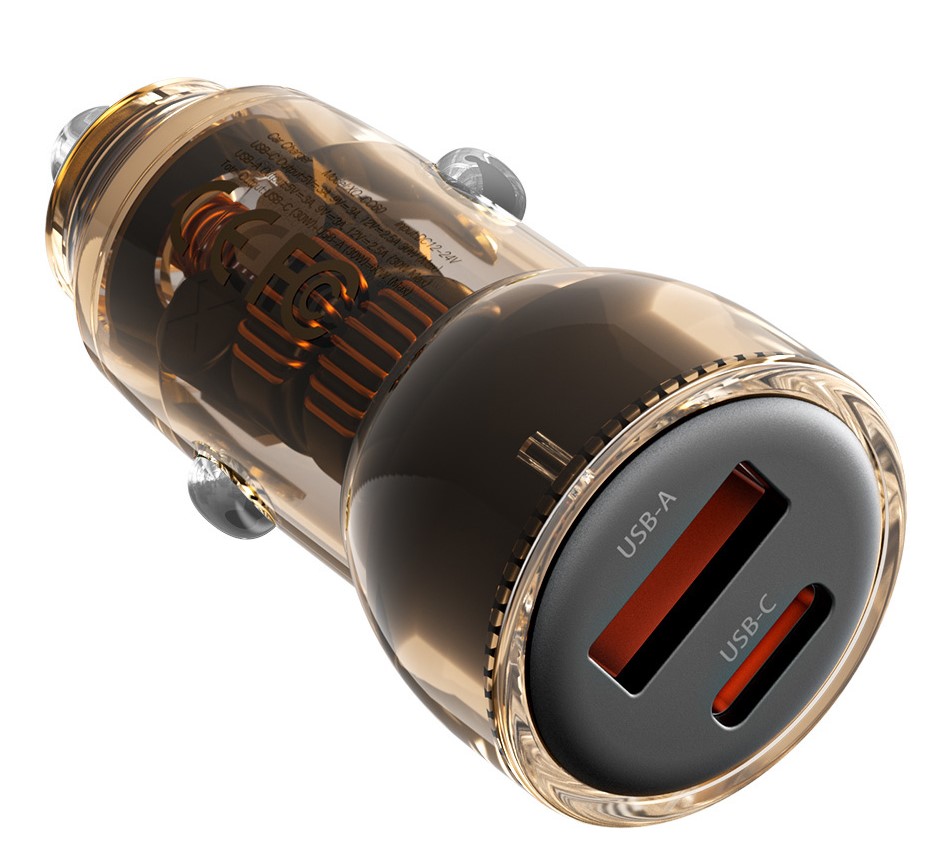XO CC60 Smart Διαφανής Φορτιστής Αυτοκινήτου A30W+C30W/Ταυτόχρονη 60W Καφέ XO CC60 Smart Διαφανής Φορτιστής Αυτοκινήτου A30W+C30W/Ταυτόχρονη 60W Καφέ