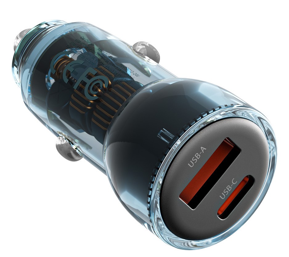 XO CC60 Smart Διαφανής Φορτιστής Αυτοκινήτου A30W+C30W/Ταυτόχρονη 60W Μπλε XO CC60 Smart Διαφανής Φορτιστής Αυτοκινήτου A30W+C30W/Ταυτόχρονη 60W Μπλε