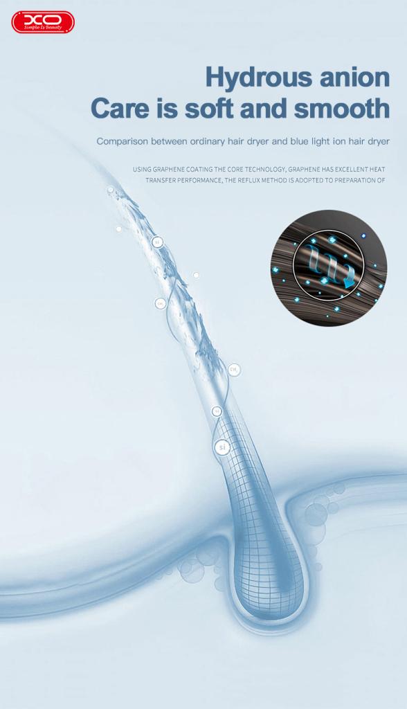 XO CF2 1600W Πιστολάκι Μαλλιών Ταξιδίου Μπλέ XO CF2 1600W Πιστολάκι Μαλλιών Ταξιδίου Μπλέ - Image 8