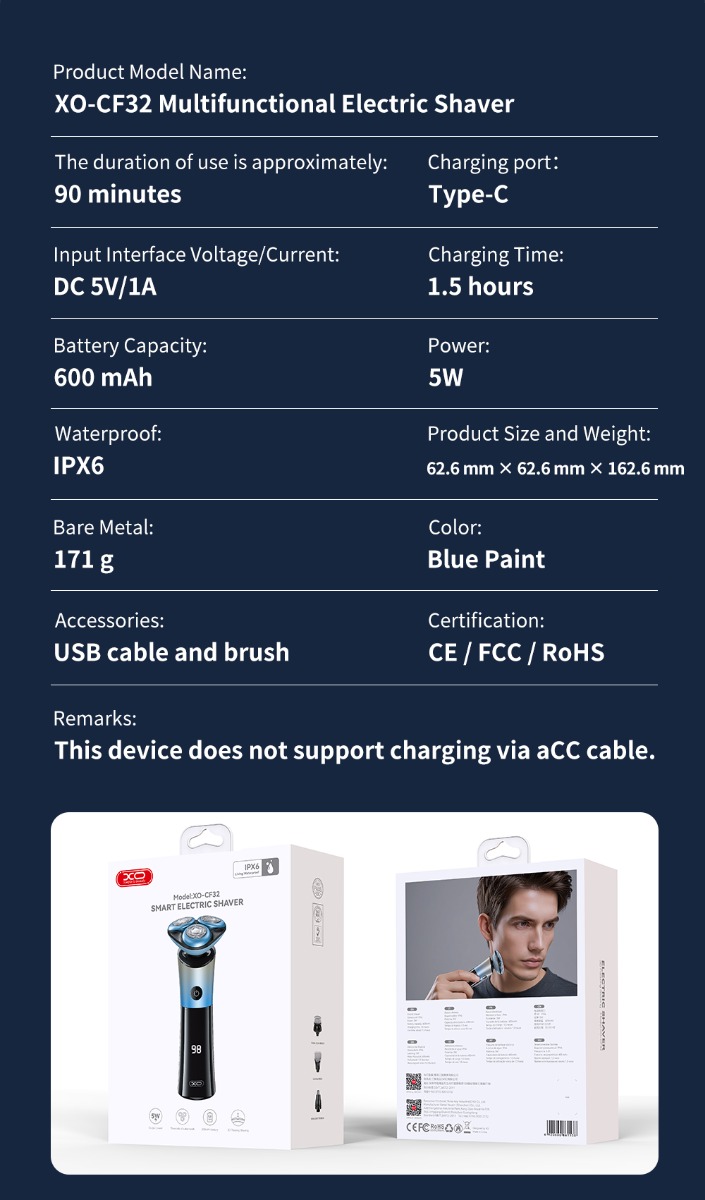 XO CF32 Πολυλειτουργική Ξυριστική Μηχανή σετ XO CF32 Πολυλειτουργική Ξυριστική Μηχανή σετ - Image 11