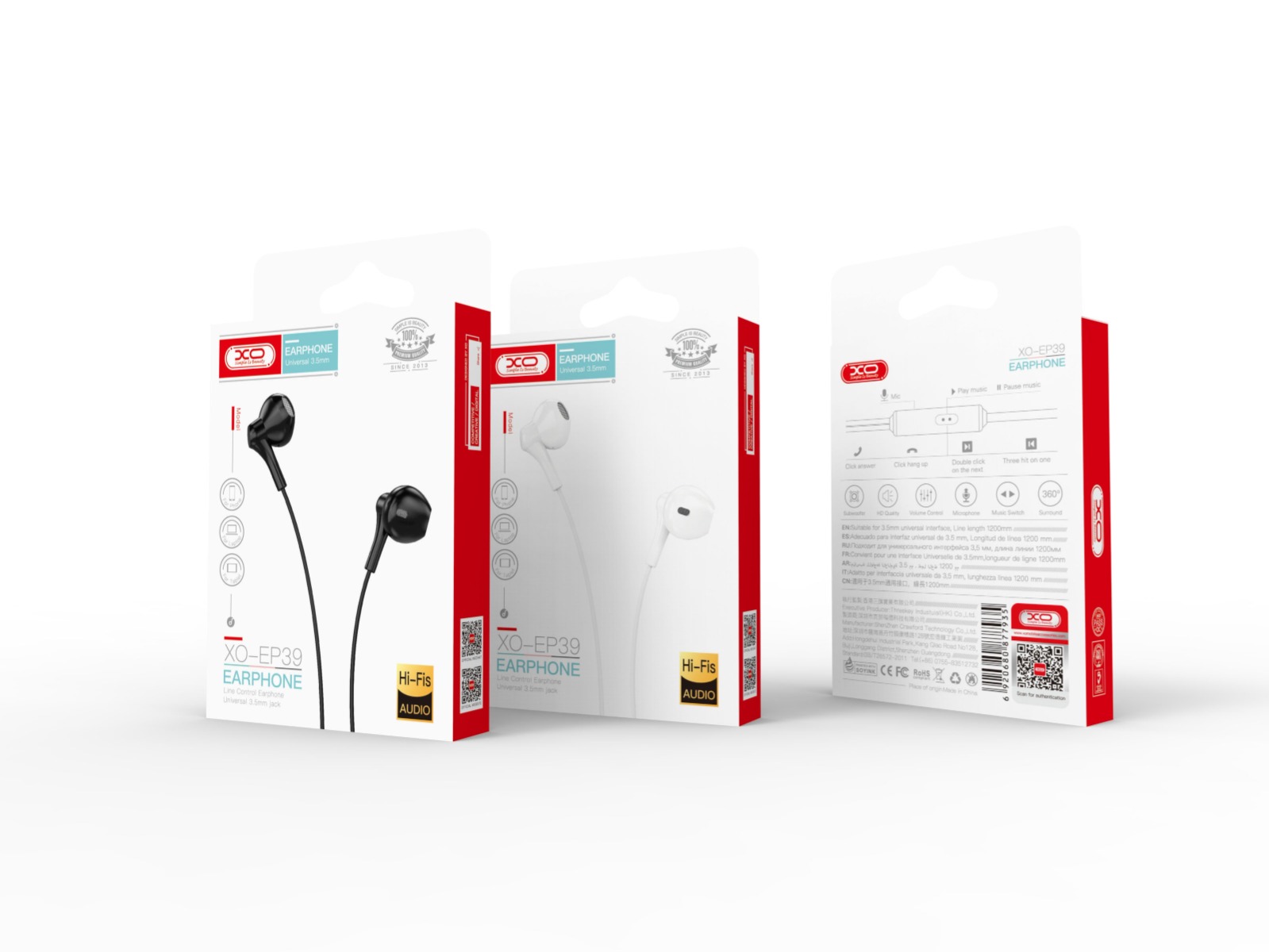 XO EP39 Half In-ear Handsfree 1.15μ Μαύρο XO EP39 Half In-ear Handsfree 1.15μ Μαύρο - Image 2