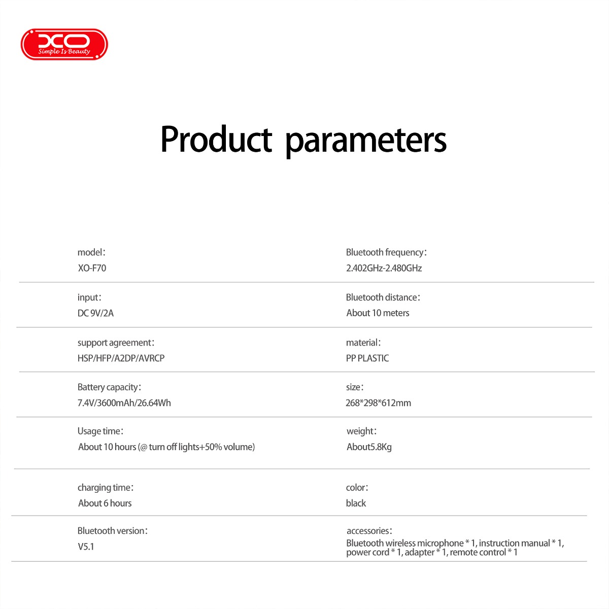 XO F70 Διπλό Ηχείο Bluetooth AC & DC 6.5 RGB 40W XO F70 Διπλό Ηχείο Bluetooth AC & DC 6.5 RGB 40W - Image 6