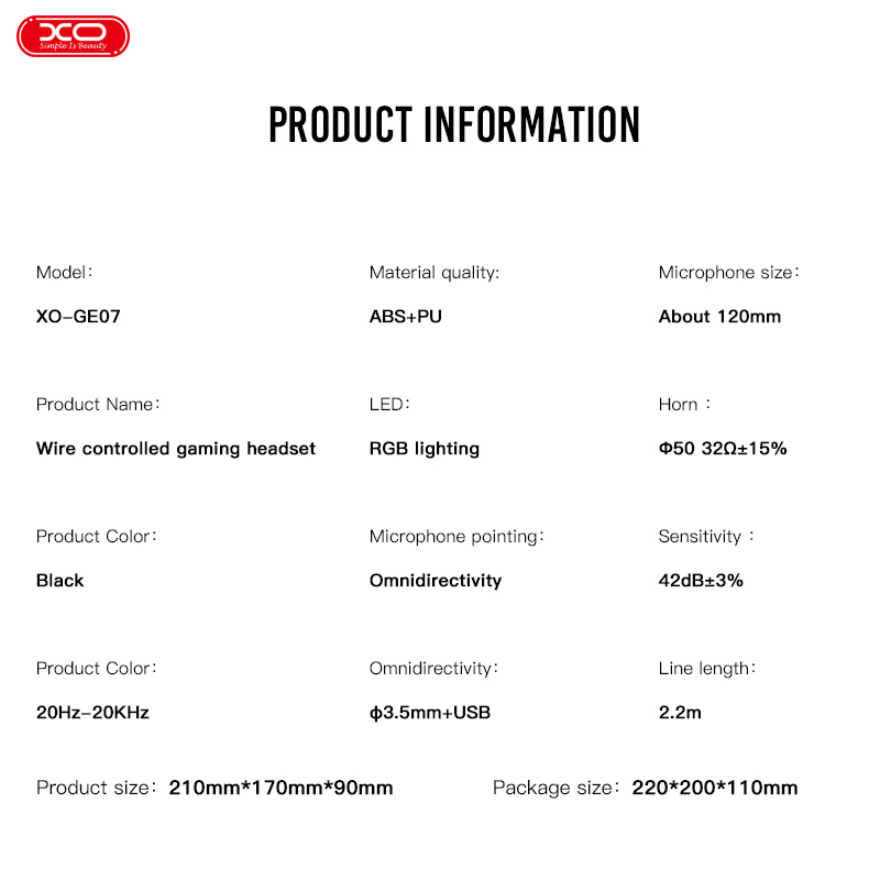 XO GE-07 Στατικά RGB Long mic Gaming Ακουστικά USB+Dual 3,5mm XO GE-07 Στατικά RGB Long mic Gaming Ακουστικά USB+Dual 3,5mm - Image 4