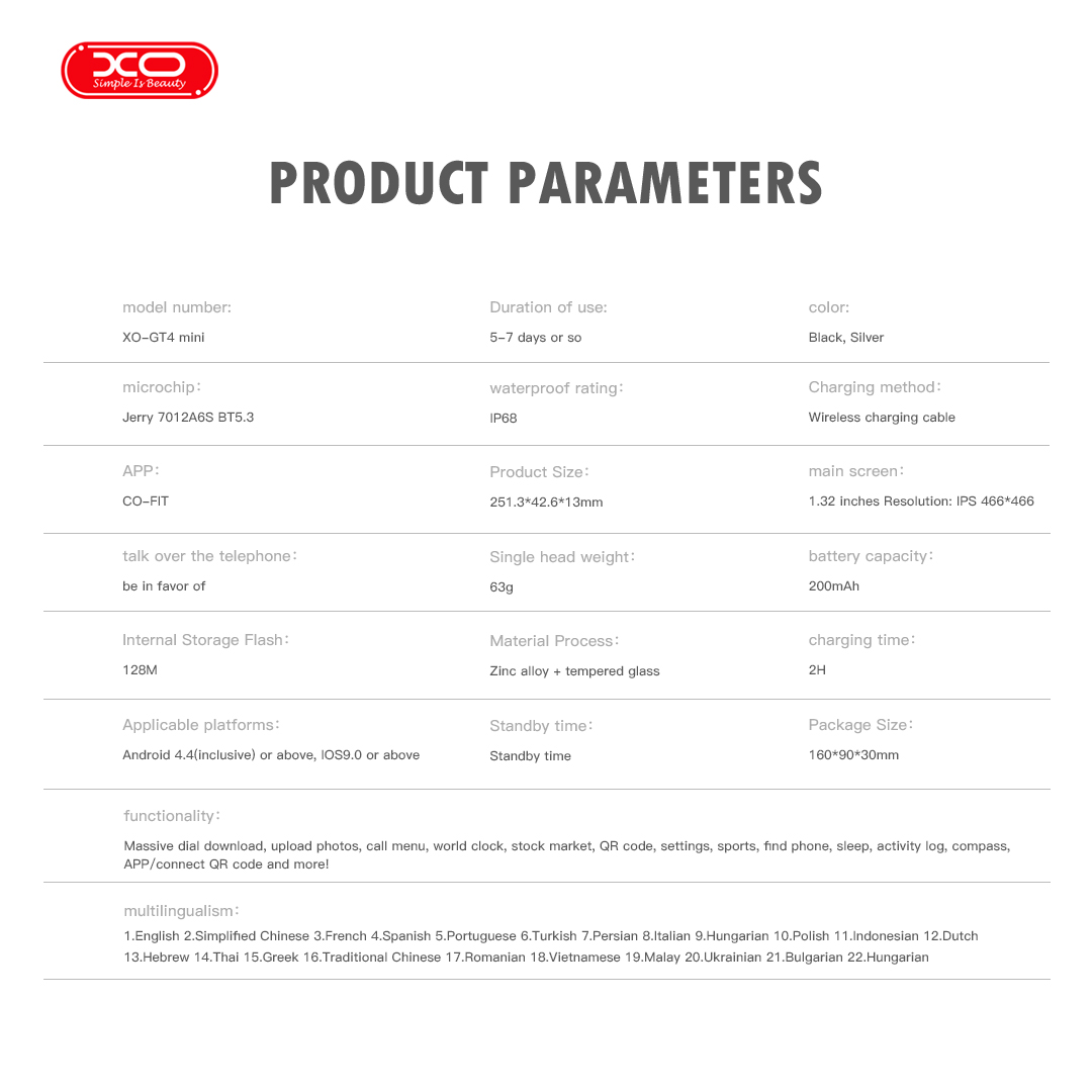 XO GT4 mini AMOLED Smart Αθλητικό Ρολόι SmartWatch Ασημί XO GT4 mini AMOLED Smart Αθλητικό Ρολόι SmartWatch Ασημί - Image 6