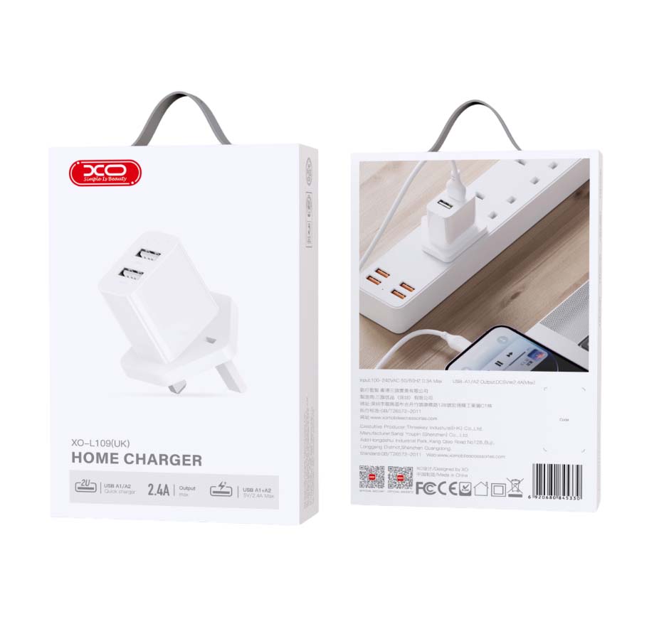 XO L109 (UK) Dual USB-A 2.4A Charger XO L109 (UK) Dual USB-A 2.4A Charger - Image 2