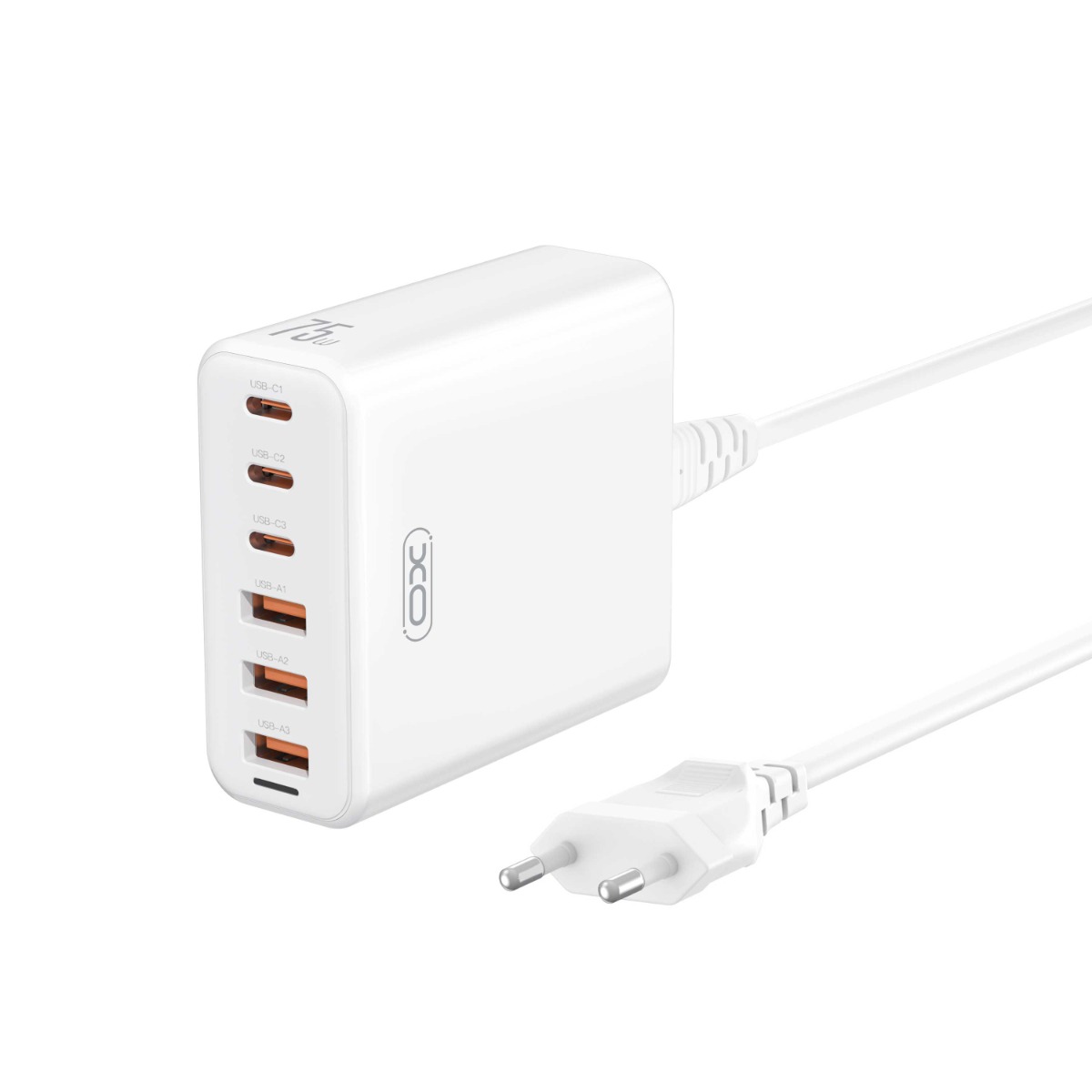 XO L133(EU) 75W GaN 3A+3C Desktop Fast Charger with 1.5M Power Cord XO L133(EU) 75W GaN 3A+3C Desktop Fast Charger with 1.5M Power Cord